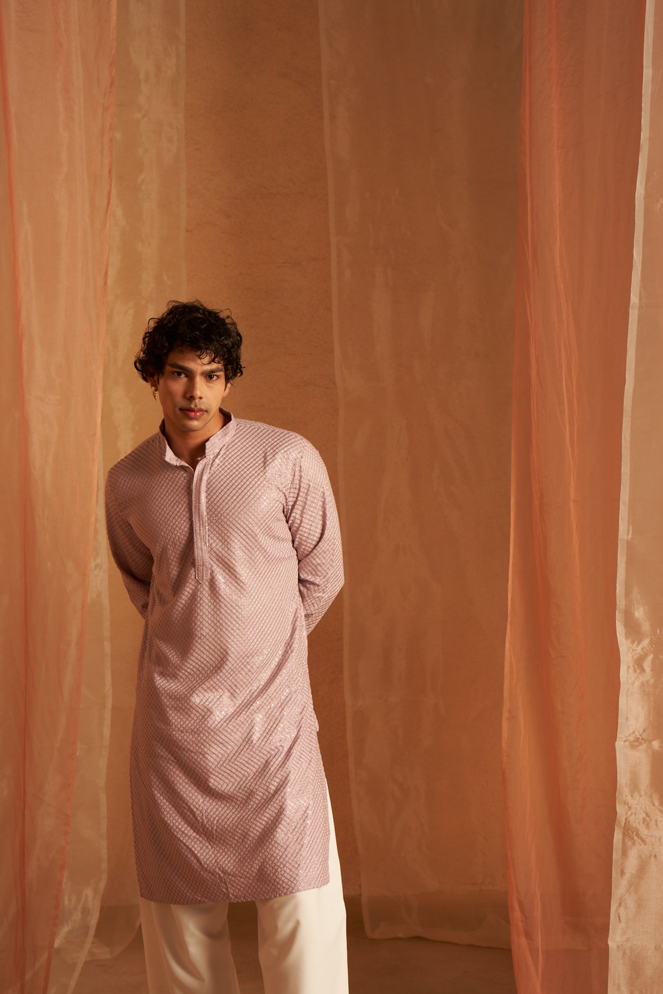 Lavender Color Viscose Kurta Payjama with Chikankari Work – Soft Hue, Rich Style