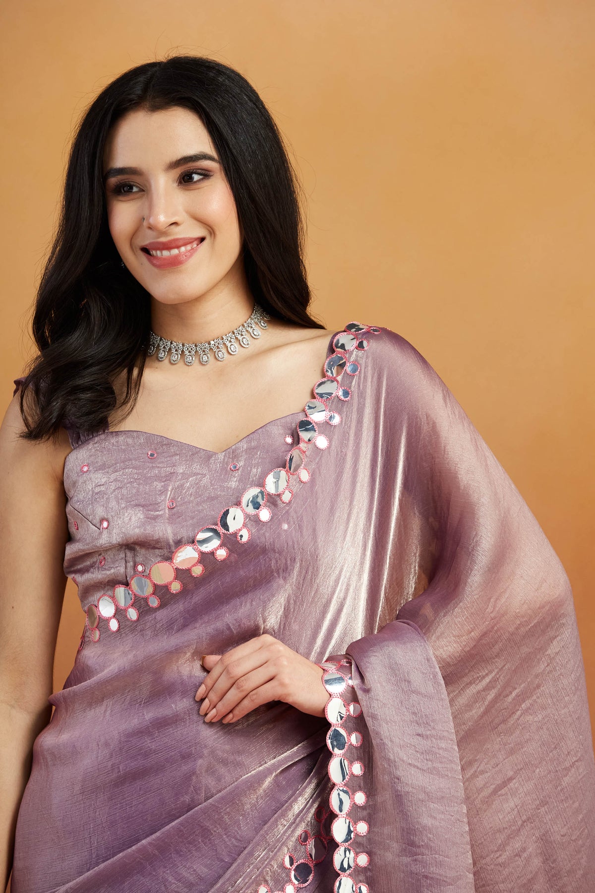Lavender Designer Fancy Ready To Wear Saree For Ceremonial Looks