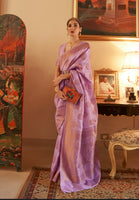 Lavender Handloom Silk Saree With Copper Zari Woven Work