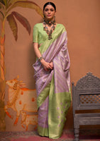 Lavender Handloom Silk Saree With  Jacquard Woven Work