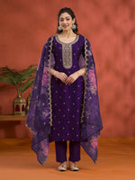 Lavender Heavy Designer Suit With Heavy Embroidery Work