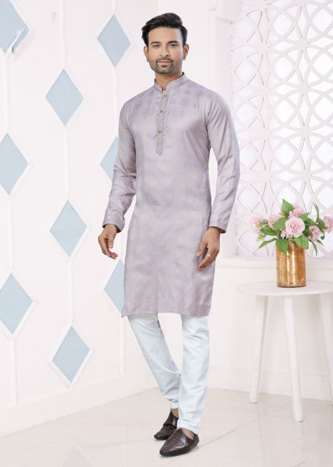 Lavender Jacquard Silk Pintex Jacquard Ethnic Festive Kurta Pajama