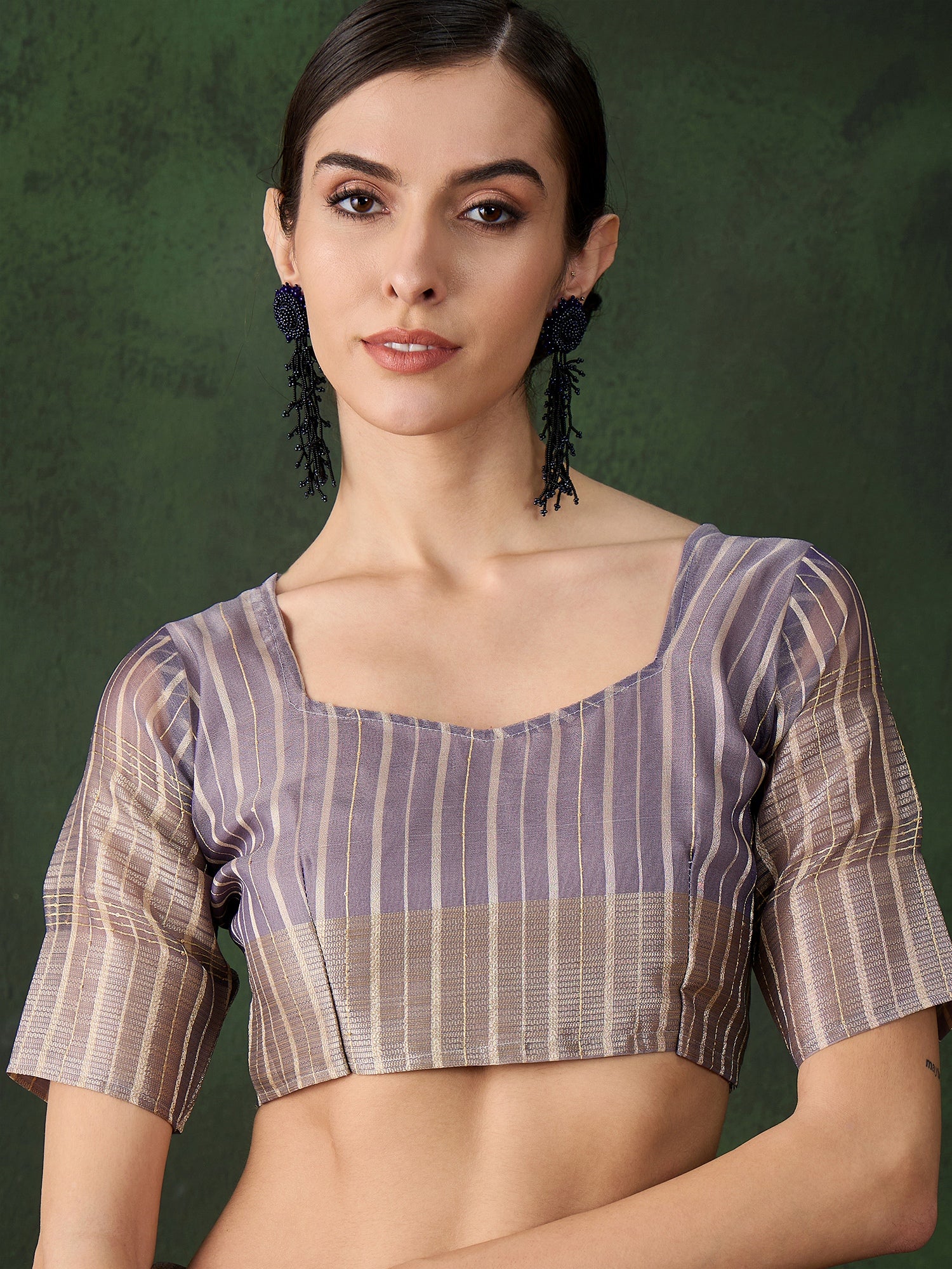 Lavender Khadi Organza Ethnic Woven Designer Saree For Festive Looks