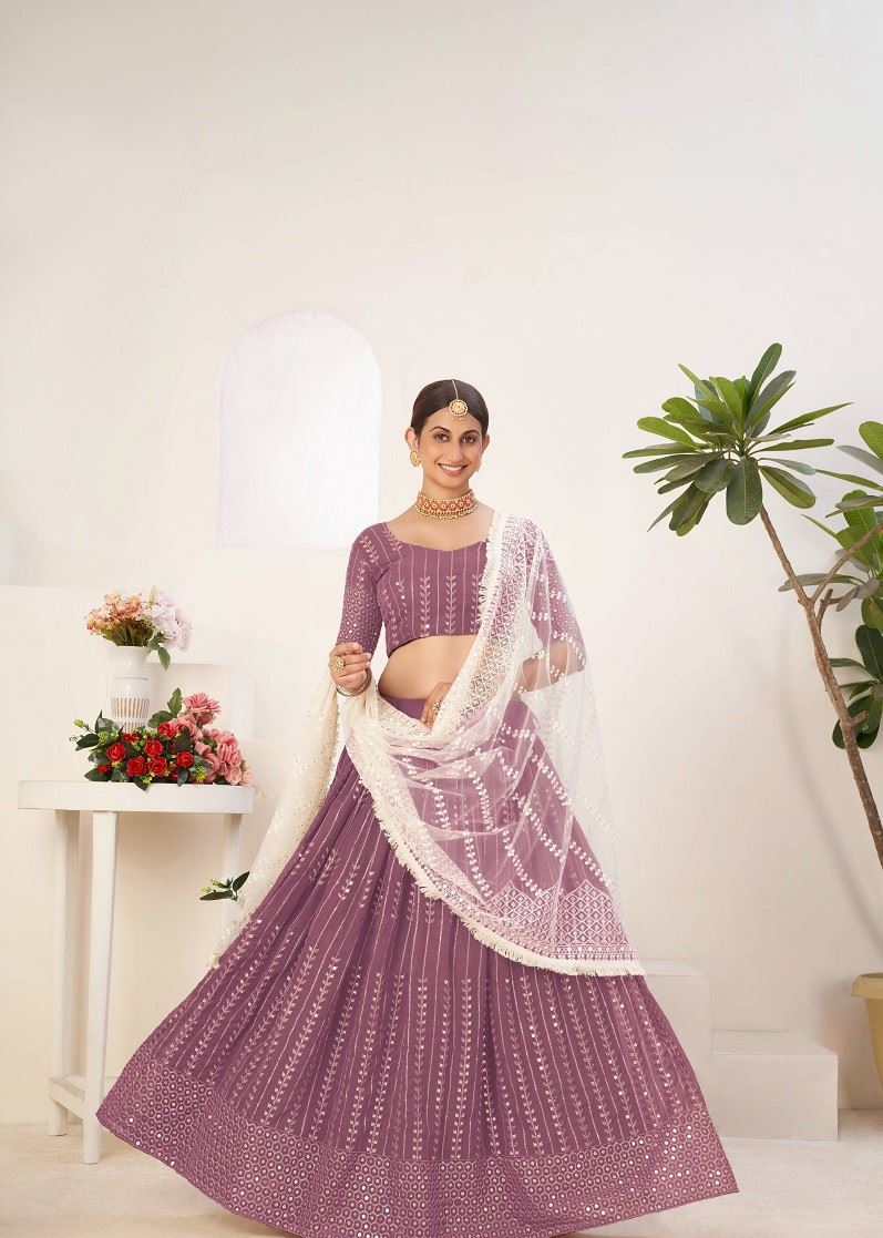 Lavender Lehenga Choli With Sequins Embroidered Work