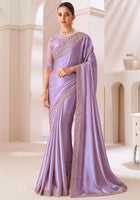 Lavender Saree With Heavy Embroidered Work