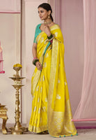 Lemon Saree With Jacquard Woven Work