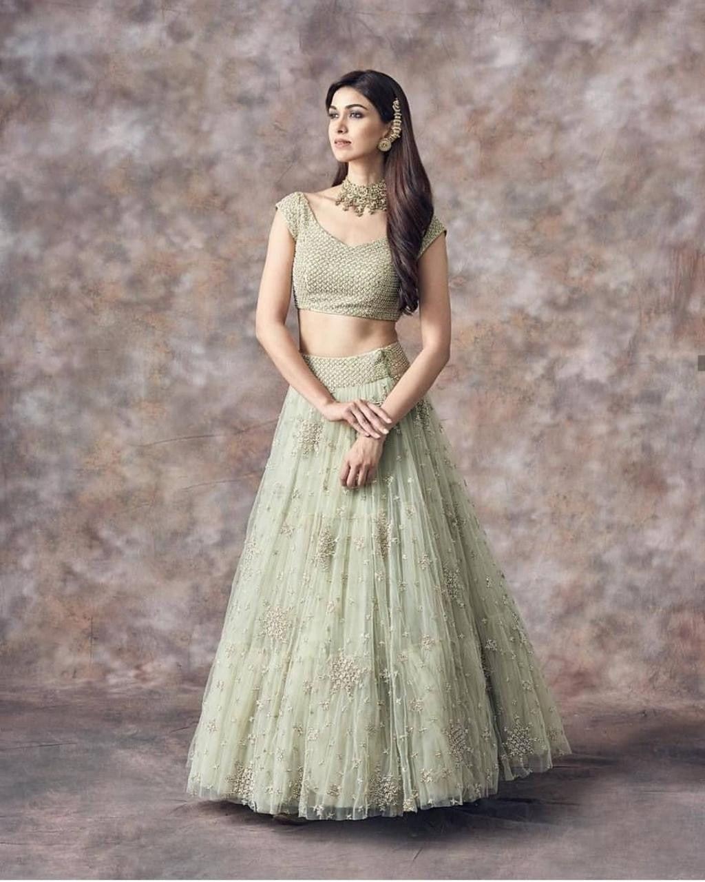 Light Green Lehenga Choli With Embroidery Work