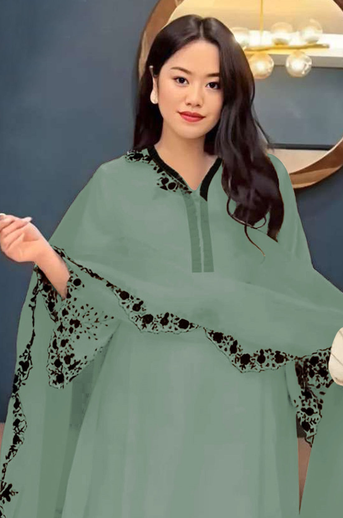 Light Green Pakistani Salwar Suit With Heavy Embroidery Work