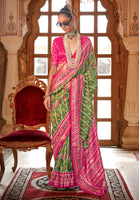Light Green Silk Saree With  Digital Patola Print