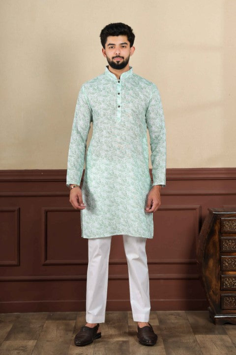 Light Green Sophisticated Kurta Pajama for Ceremonial Wear
