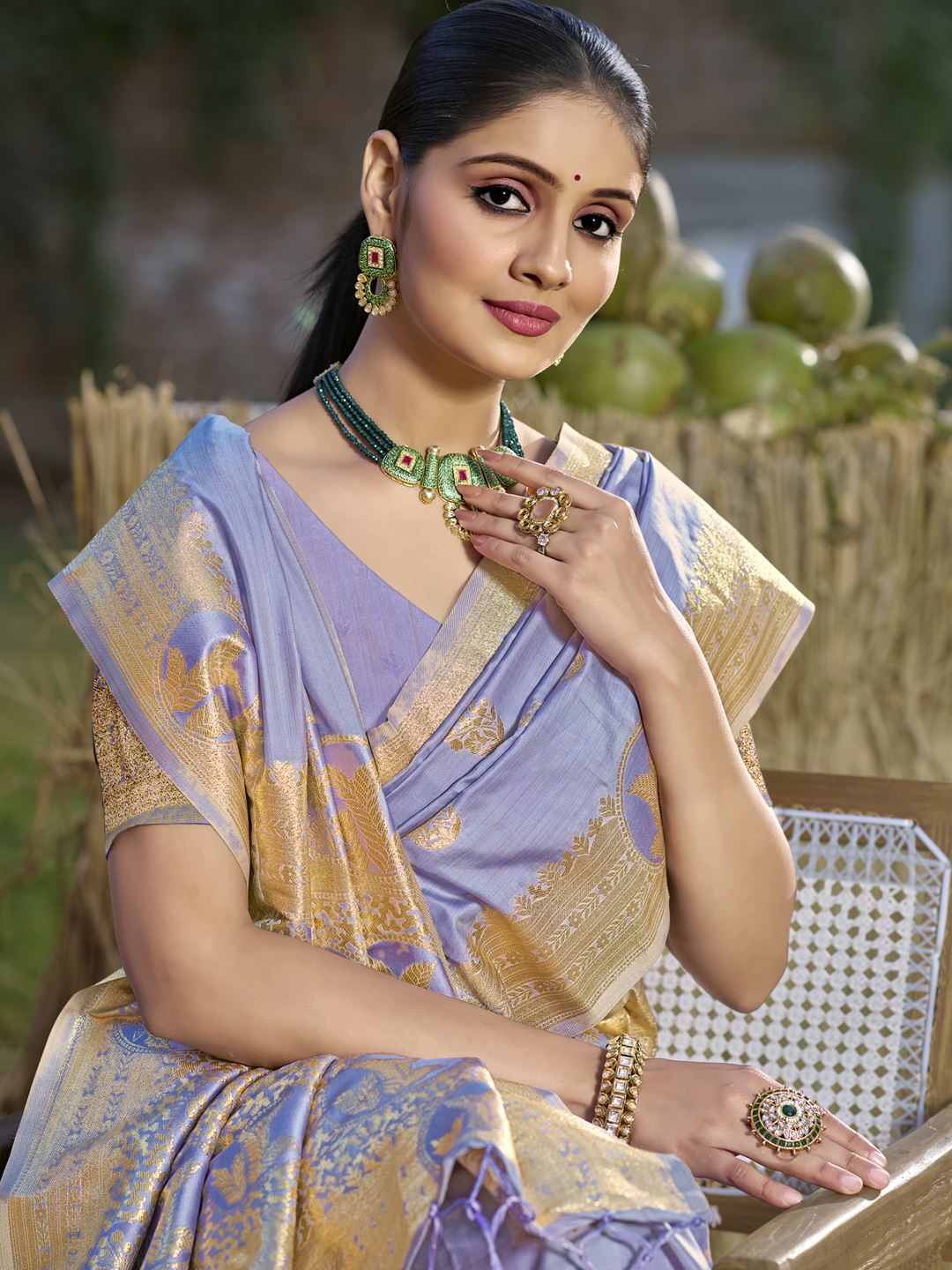 Light Lavender Color Banarasi Silk Traditional Wear Saree