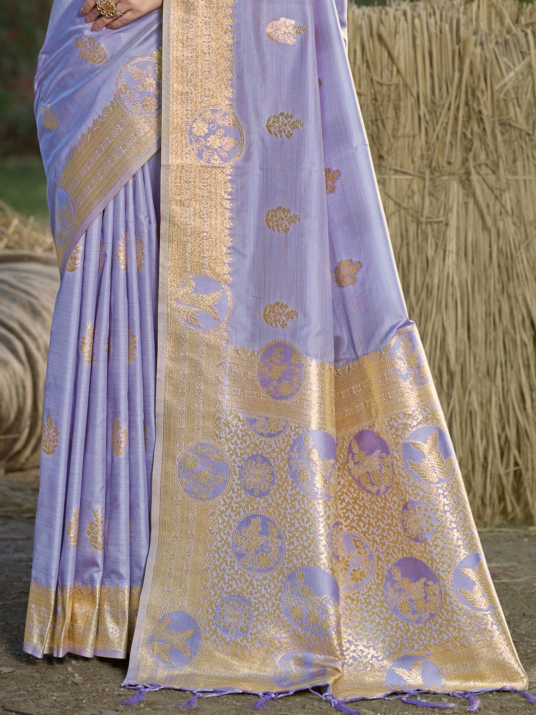Light Lavender Color Banarasi Silk Traditional Wear Saree
