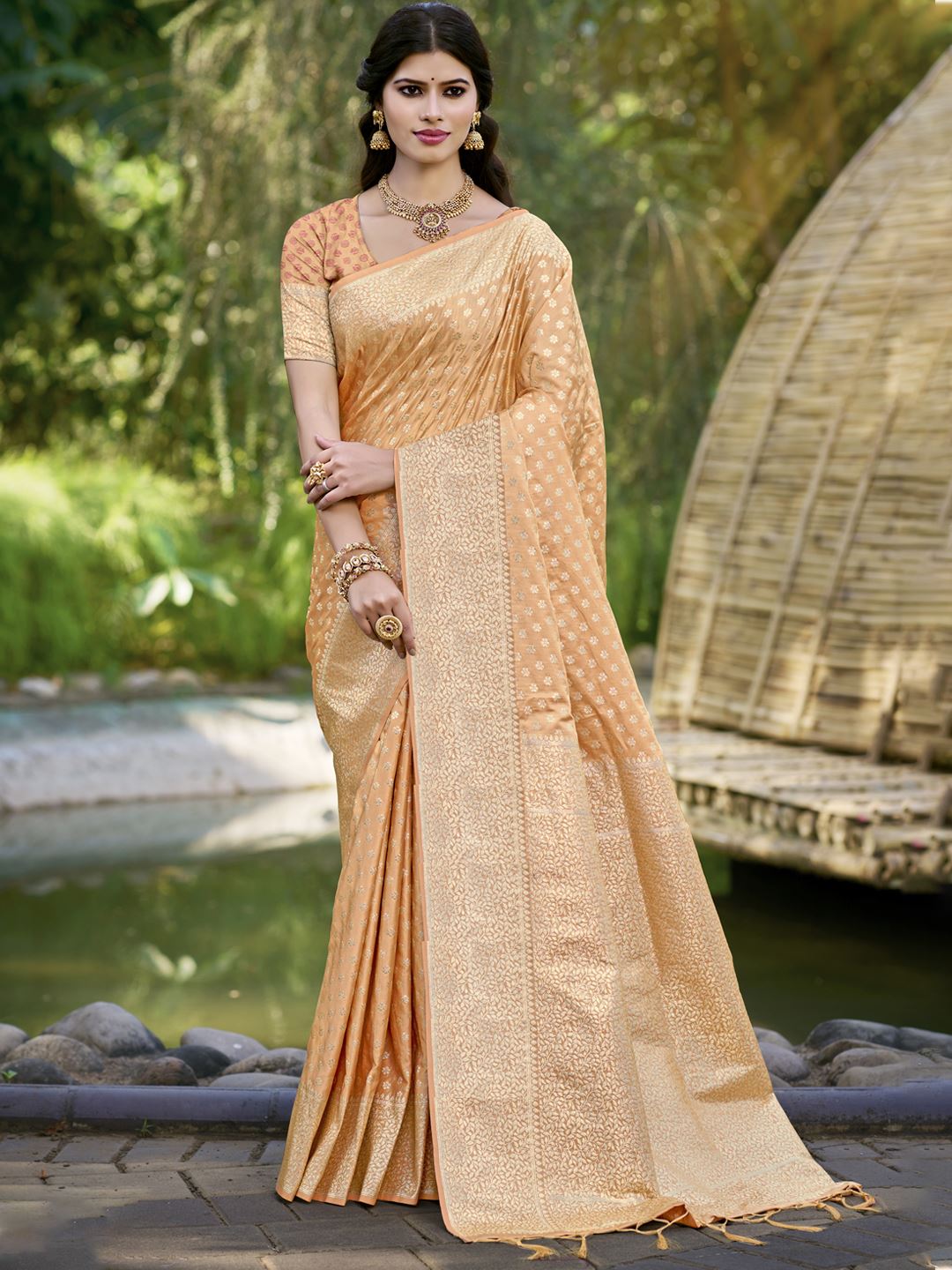 Light Orange Color Soft Silk Saree