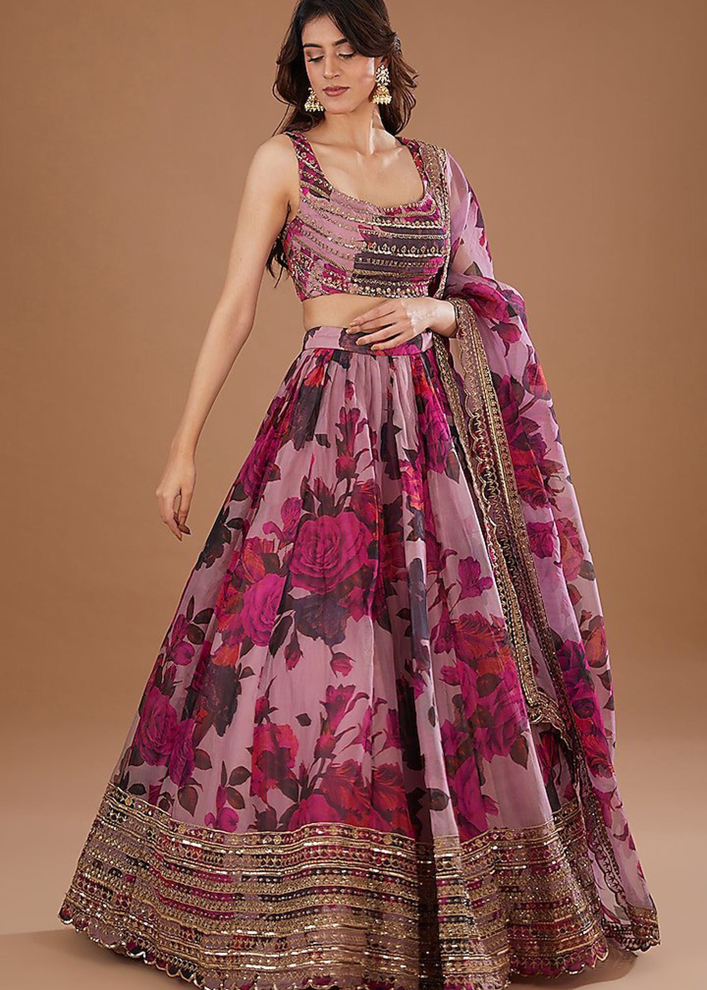 Light Purple Lehenga Choli With Sequence With Thread And Jari Embroidery Work