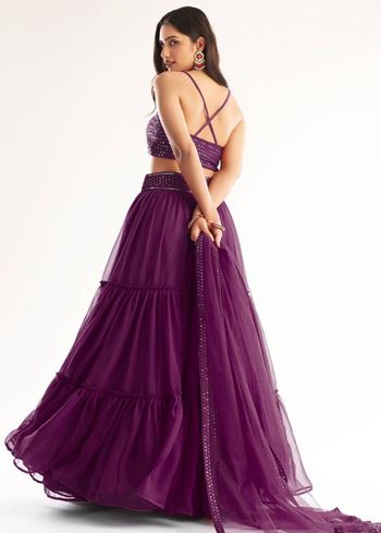 Lovely Purple Georgette Engagement Wear Lehenga With Sequins Choli