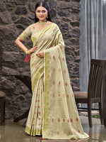 Luxe Cream Colour Soft Linen Saree