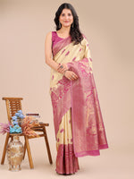 Magenta Banarasi Silk Woven Jacquard Designer Graceful Ceremonial Saree