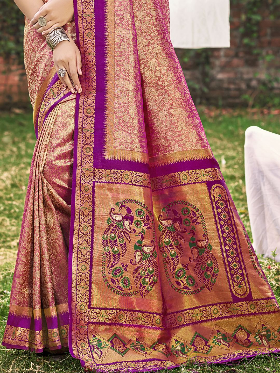 Magenta Banarasi Silk Woven Work Saree
