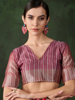 Magenta Khadi Organza Ethnic Woven Designer Saree For Festive Looks