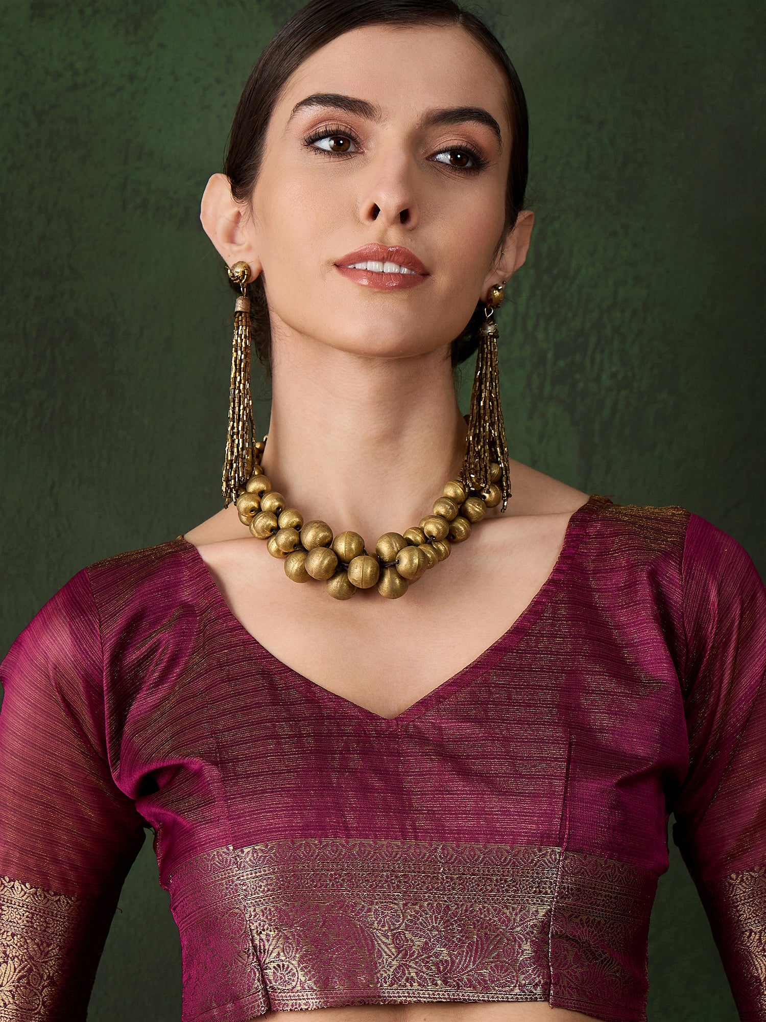 Magenta Khadi Organza Woven Jacquard Designer Traditional Festive Wear Saree