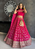 Magenta Lehenga Choli With Thread and Embroidery Work