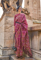 Magenta Organza Handloom Saree With  Woven Work