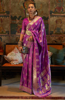 Magenta Silk Saree with  Jacquard Woven Work