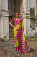 Mahendi Banarasi Silk Woven Jari Designer Heavy Rich Looks Ceremonial Saree