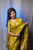 Mahendi Beautiful Woven Jari Nandi Designer Moonga Silk Saree