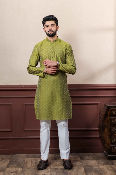 Mahendi Blended Cotton Wevon Dobby Kurta Pajama