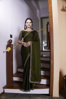 Mahendi Chiffon Designer Embroidered Ceremonial Saree
