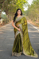 Mahendi Colour Burburry Silk Heavy Work Saree
