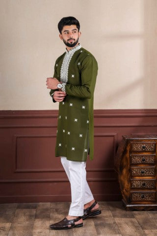 Mahendi Partywear Kurta Pajama with Designer Embroidery