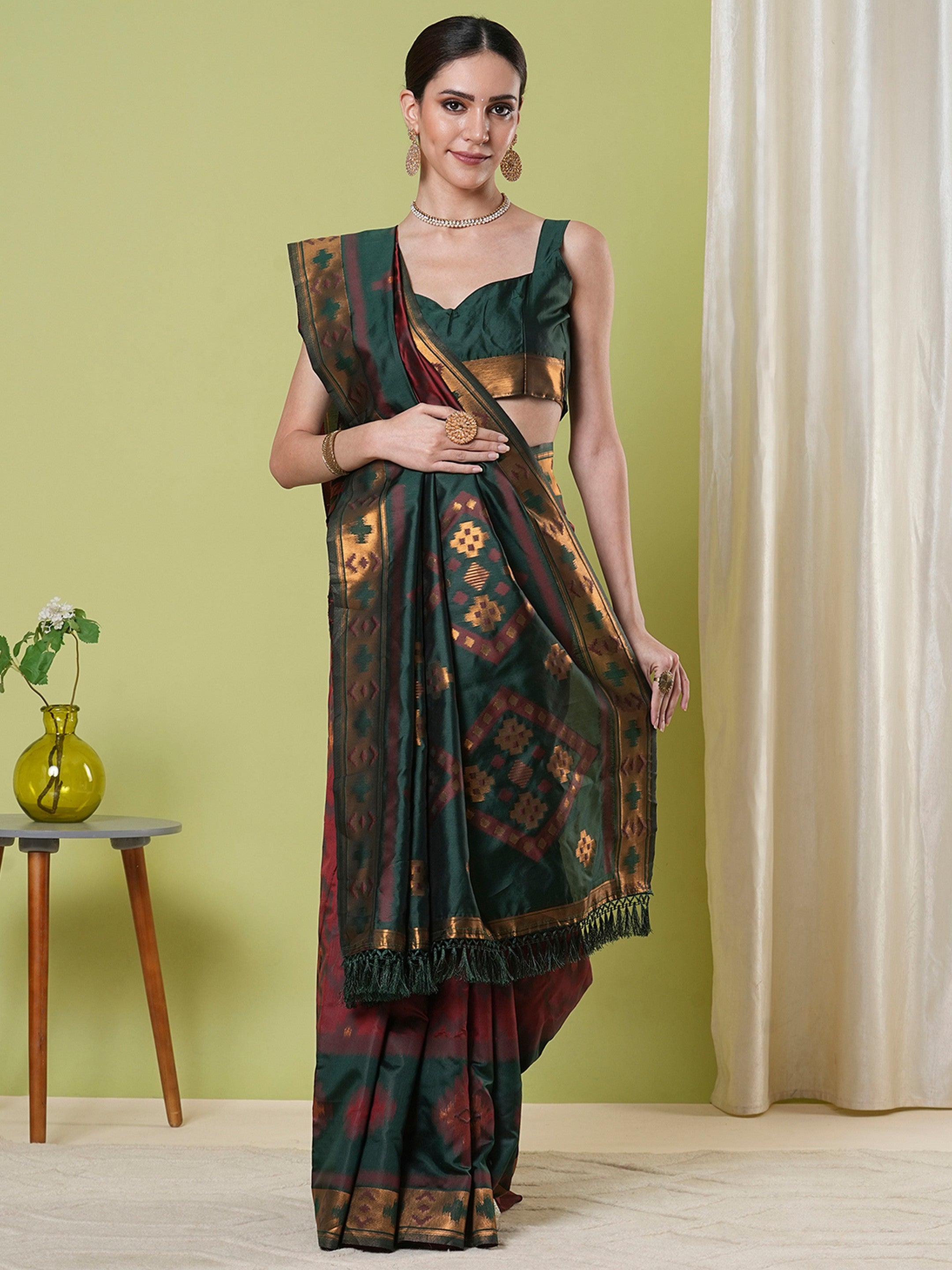 Maroon Banarasi Silk Woven Jacquard Designer Saree