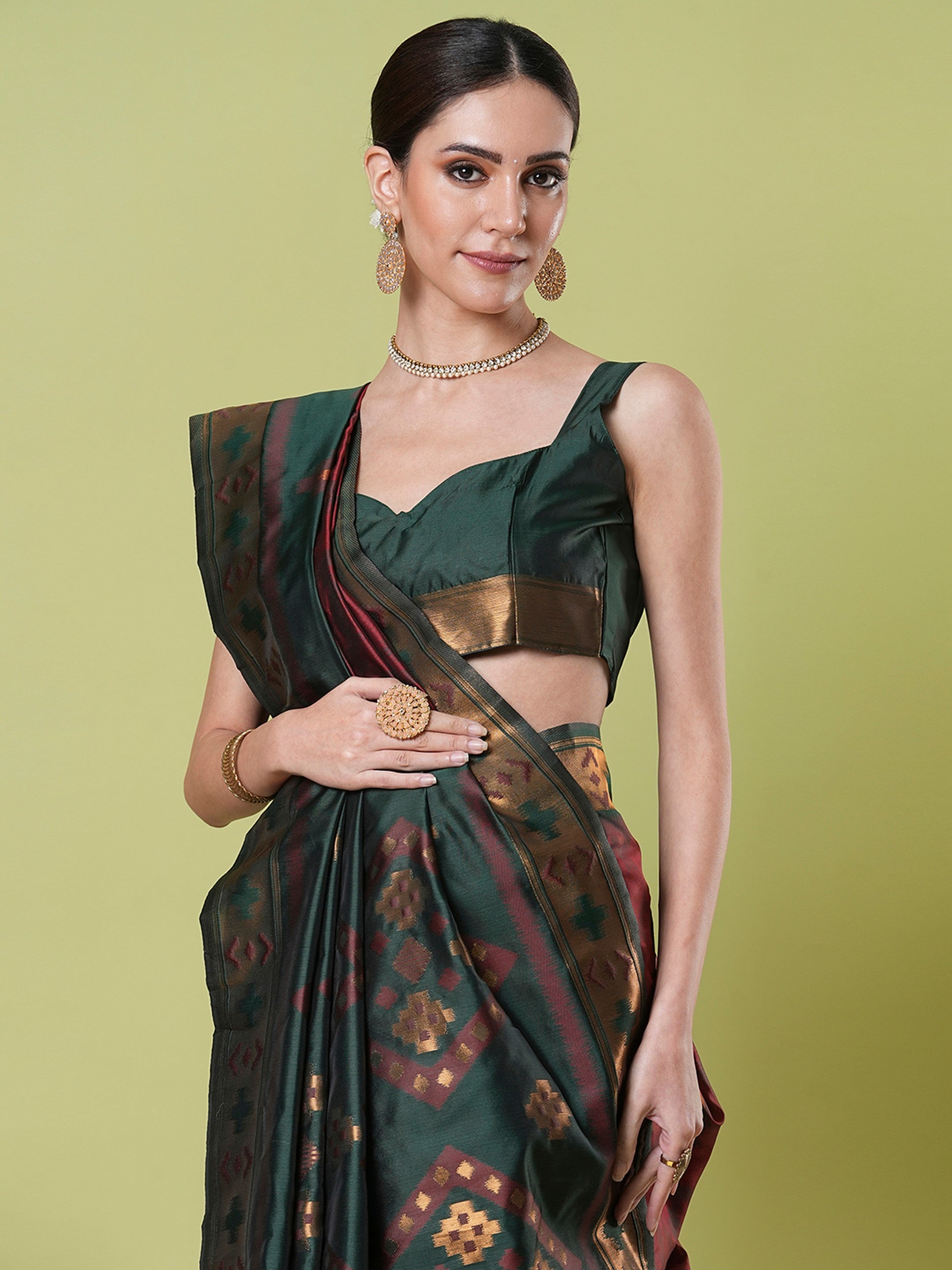 Maroon Banarasi Silk Woven Jacquard Designer Saree