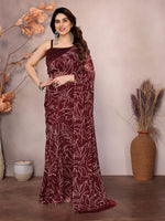 Maroon Beautiful Designer Printed Ready To Wear Saree For Fancy Looks