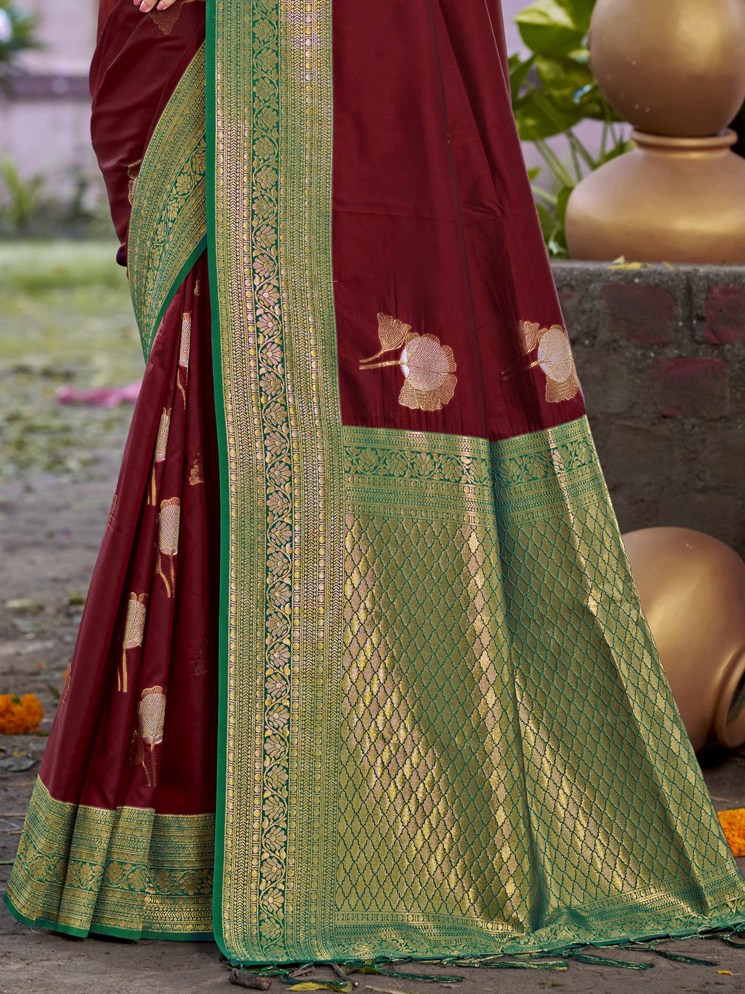 Maroon Color Silk Weaving Classic  Saree
