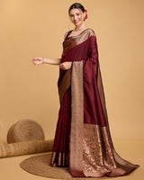 Maroon Colour Beautiful Soft Silk Saree With Zari Woven Designer