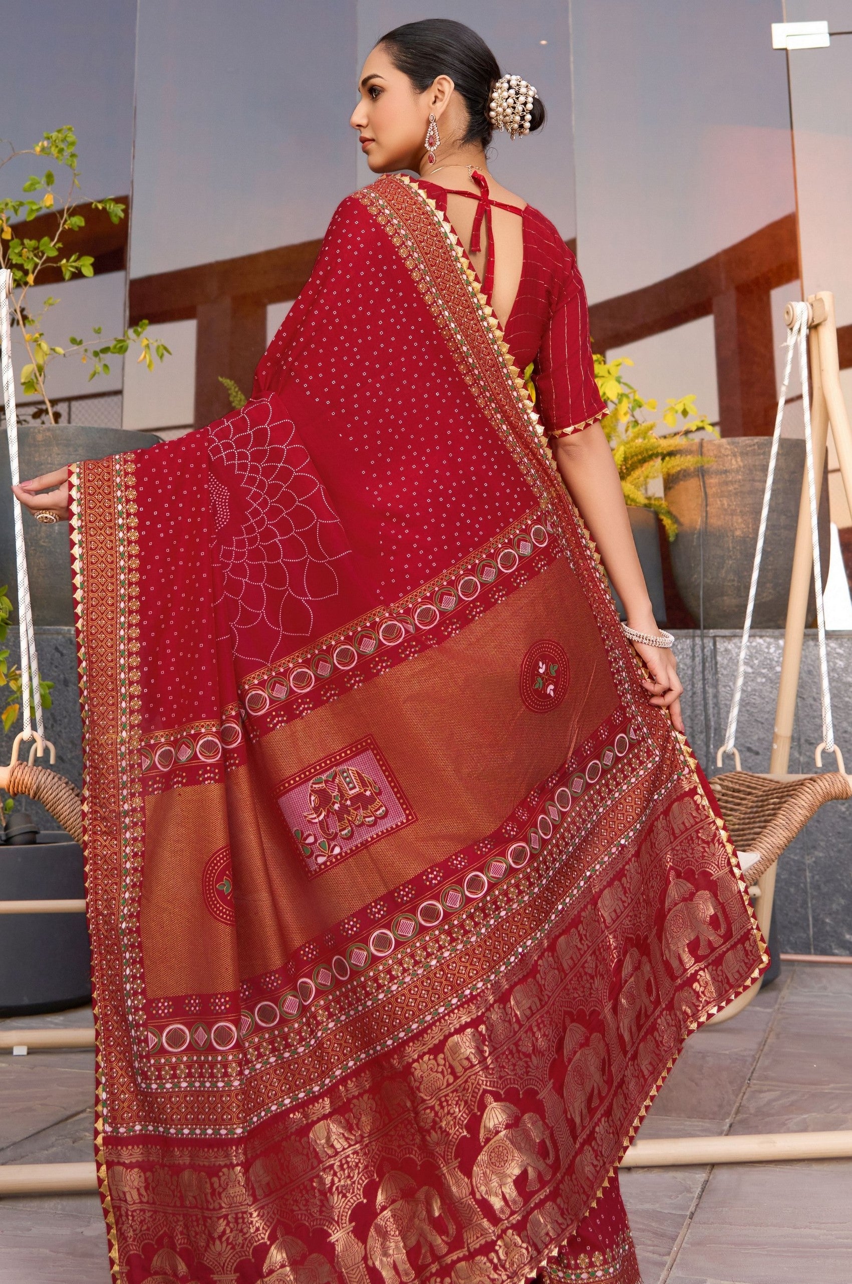 Maroon Cotton Silk Woven Designer With Table And Foil Printed Partywear Saree