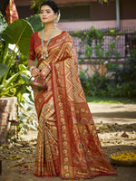 Maroon Dharmavaram Silk Saree With Minimalist Elegance and Classy Drape