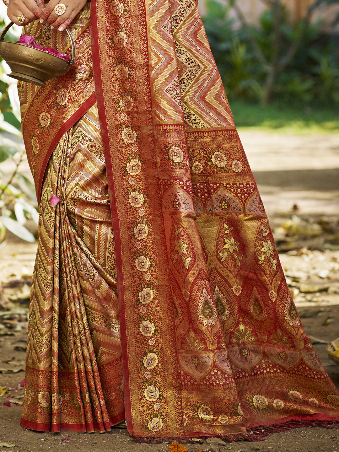 Maroon Dharmavaram Silk Saree With Minimalist Elegance and Classy Drape