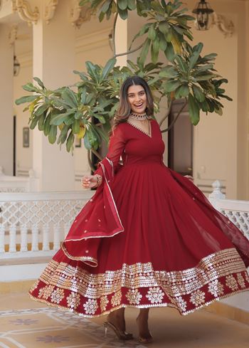 Maroon  Faux Blooming  Suit With Sequins Embroidered Multi-Sequins work