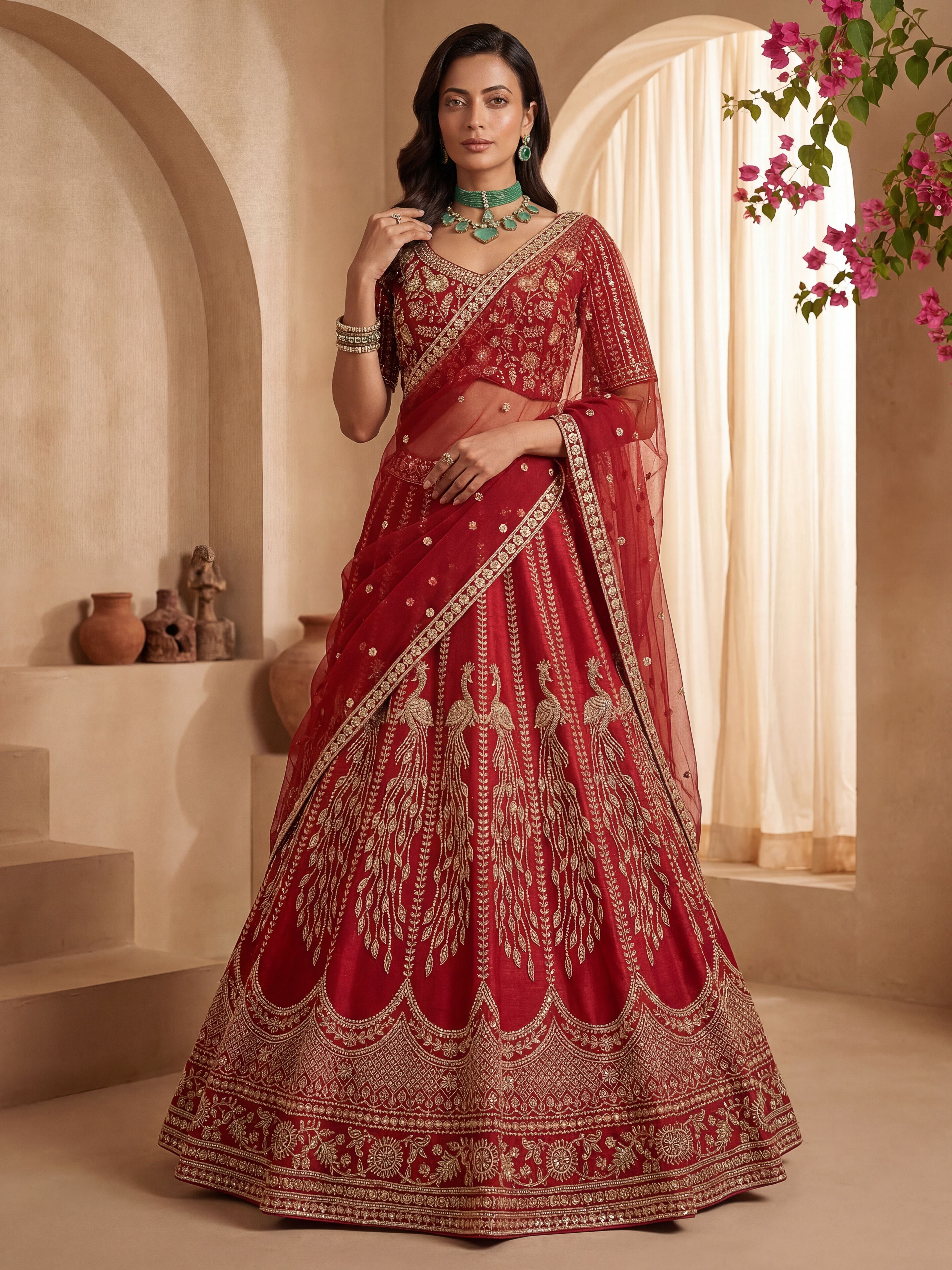 Maroon Gadhwal Silk Lehenga Choli With Hand Work With Sequins Heavy Embroidery Work