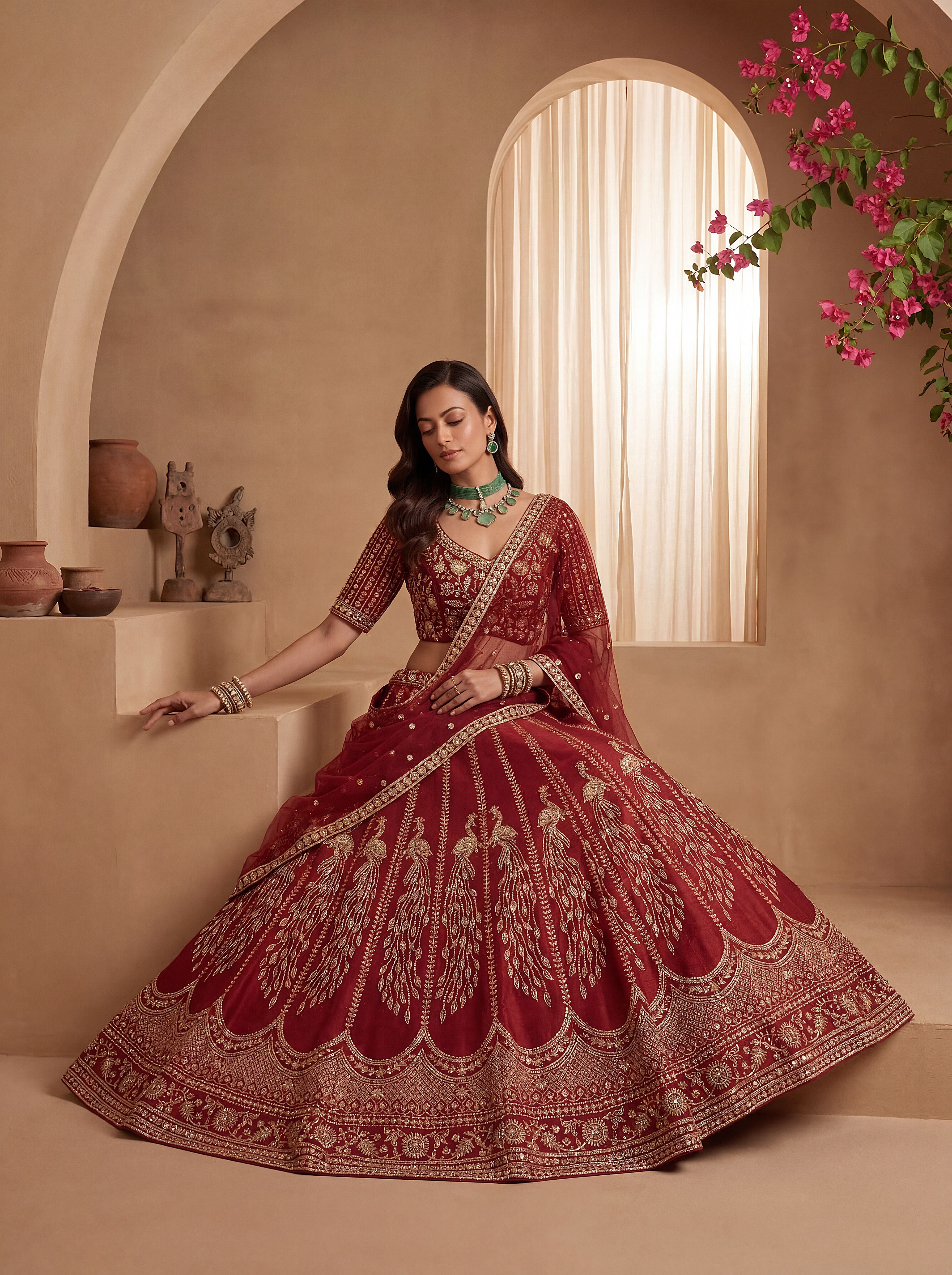 Maroon Gadhwal Silk Lehenga Choli With Hand Work With Sequins Heavy Embroidery Work