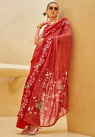 Maroon Georgette Printed Saree