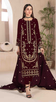 Maroon Heavy Designer Suit With Heavy Embroidery Work