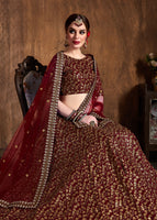 Maroon Lehenga Choli With Zari And Sequins Heavy Embroidery Work