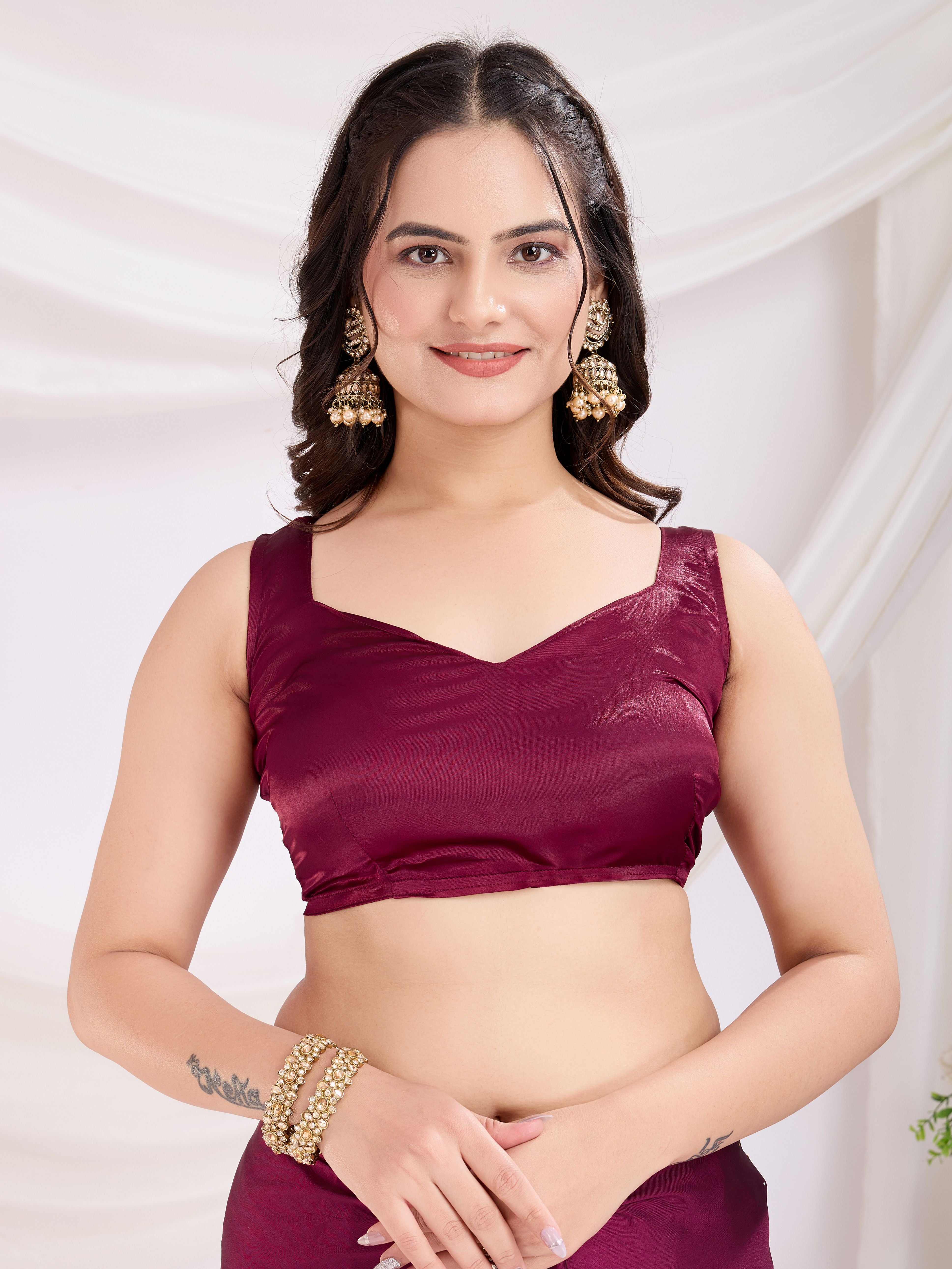 Maroon Rangoli Silk Ready To Wear Saree With Swarovski Work