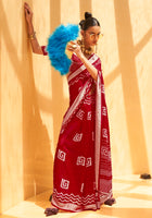 Maroon Saree With Printed Work