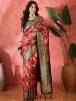 Maroon Silk Woven Designer Partywear Ethnic Silk Saree